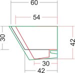 Tracé Vert - schématique carrosserie et support de pot<br />Tracé Noir - réservoir idéal <br />Tracé Rouge plein réservoir modifié<br />Tracé Bleu pointillé réservoir usine