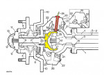 pièce rouge: capteur. pièce jaune joint homocinétique avec dentures ABS (bague d'excitation) sur sa périphérie donc dans le bol (étanche).